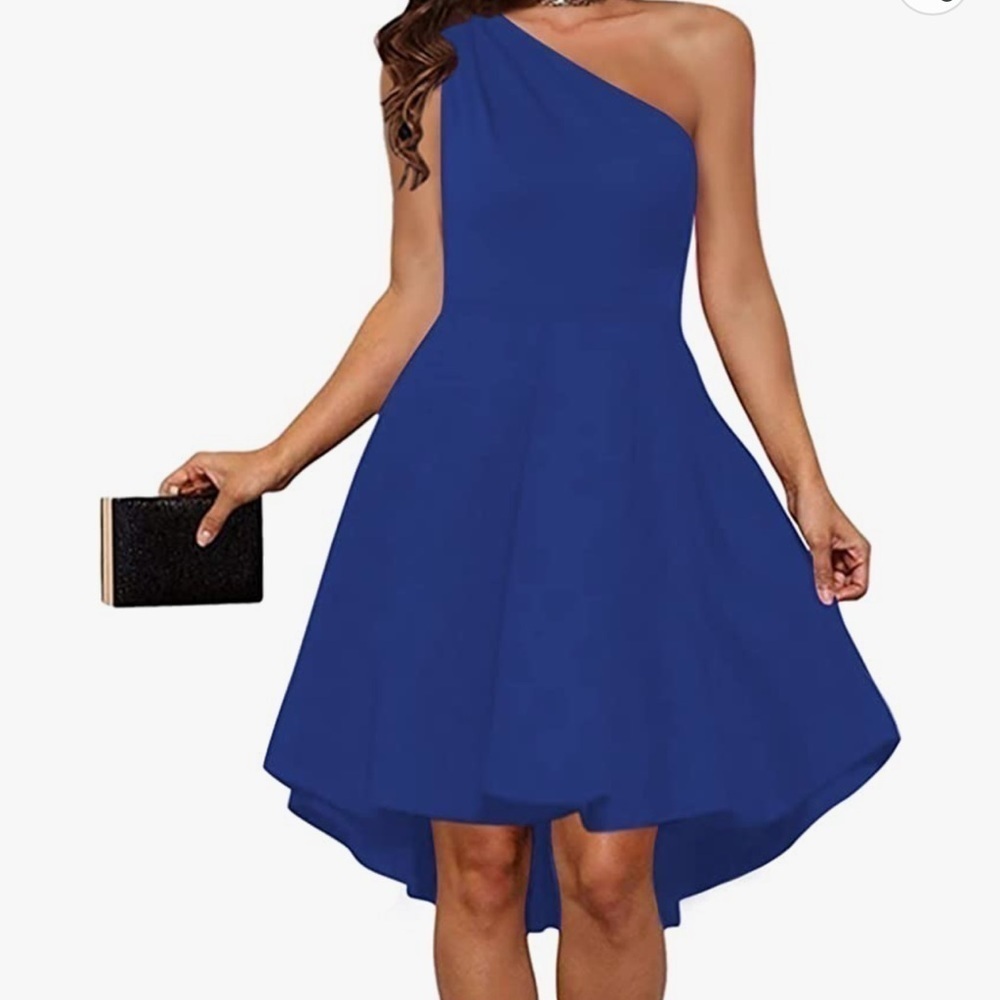 ⭐️nwt Sarin Mathews One Shoulder Vintage A-line High Low Hem Skater Dress⭐️